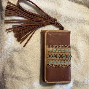 Women’s Fringe Leather Turquoise Wallet Western